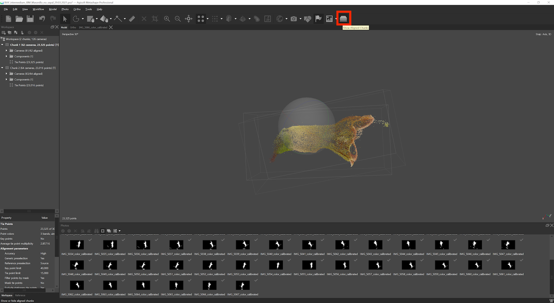 Show aligned chunks to verify their positions.